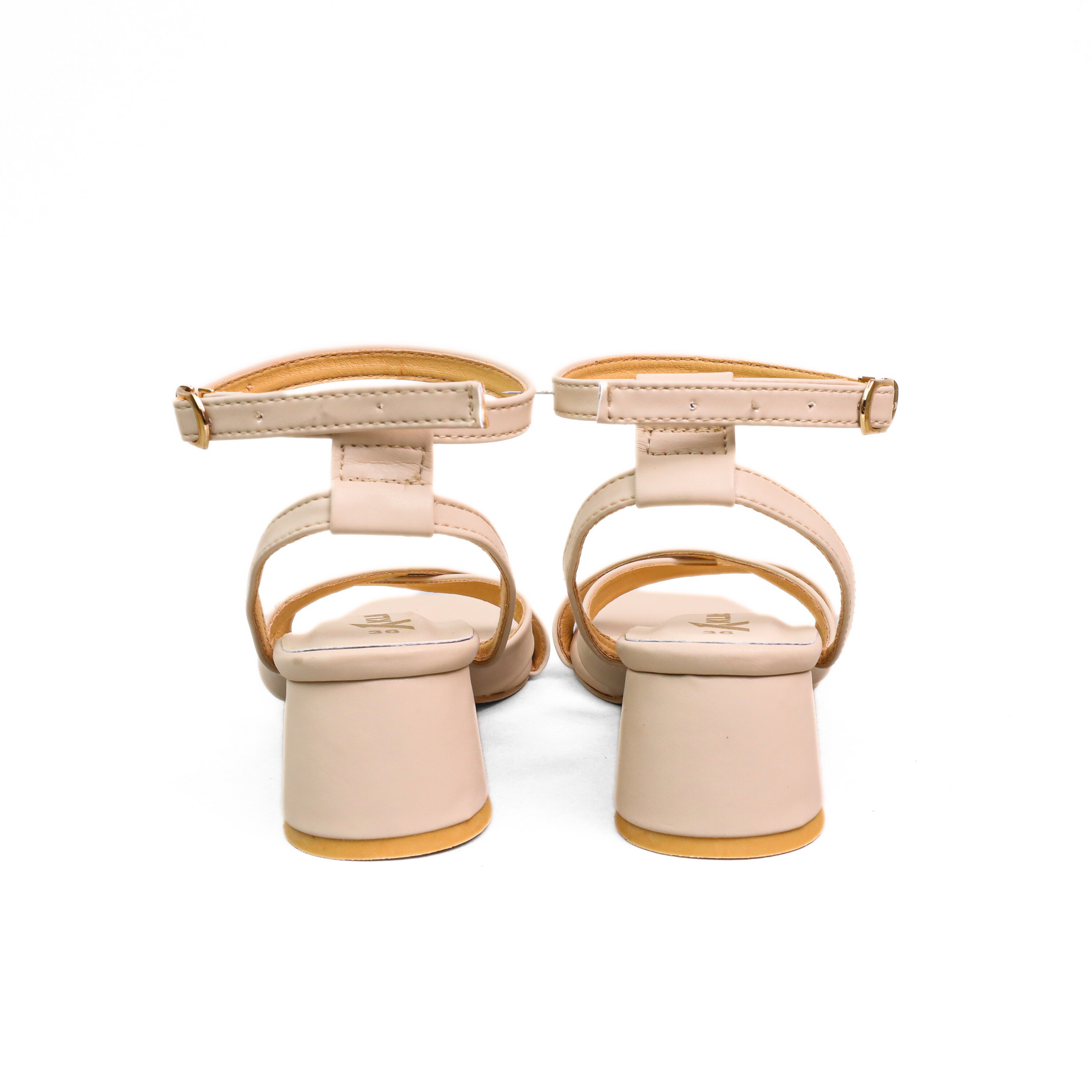 Lotus Block Heel Back Strap - Beige