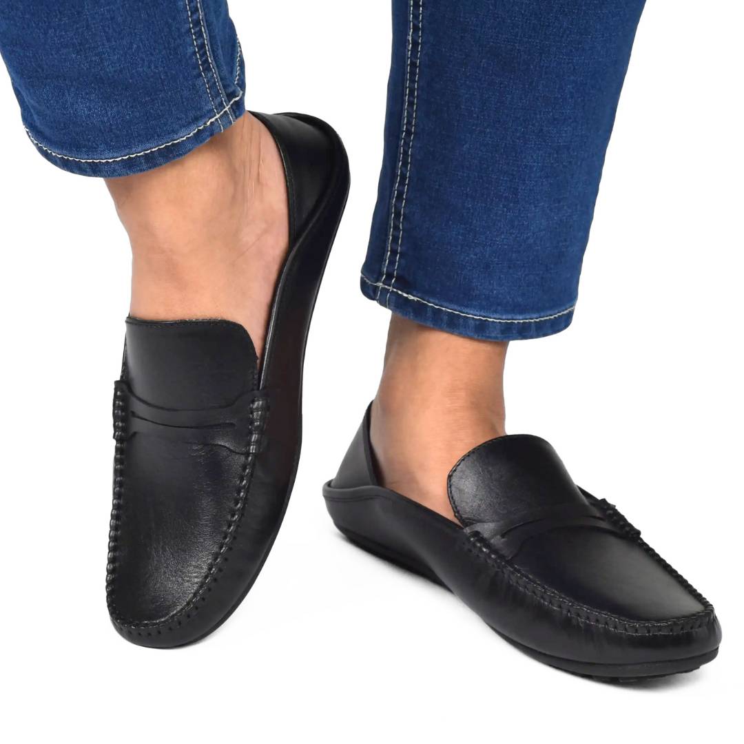 Milan Men's Casual Soft Moccasins - Black