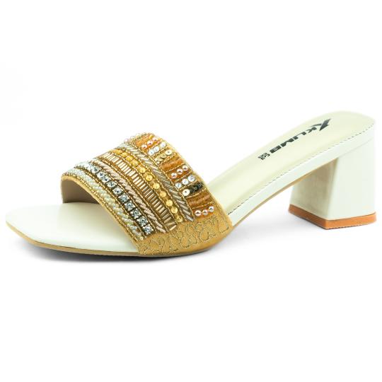 Julie Ladies Block Heel - Golden