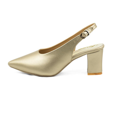 Hazzle Ladies Mule Block Heel - Golden