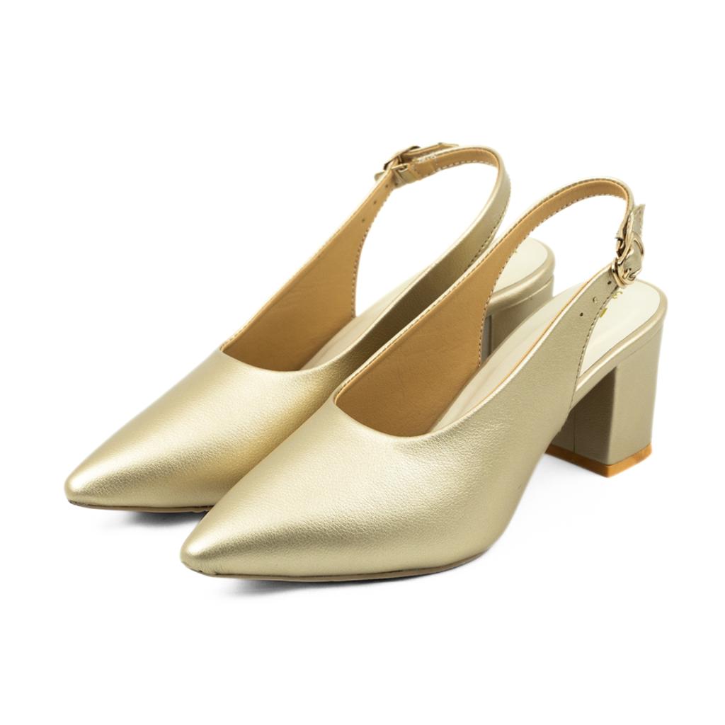 Hazzle Ladies Mule Block Heel - Golden