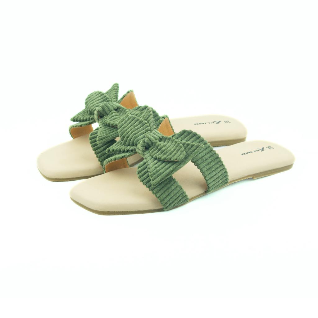 Lara Ladies Flat Sandal - Neon Green