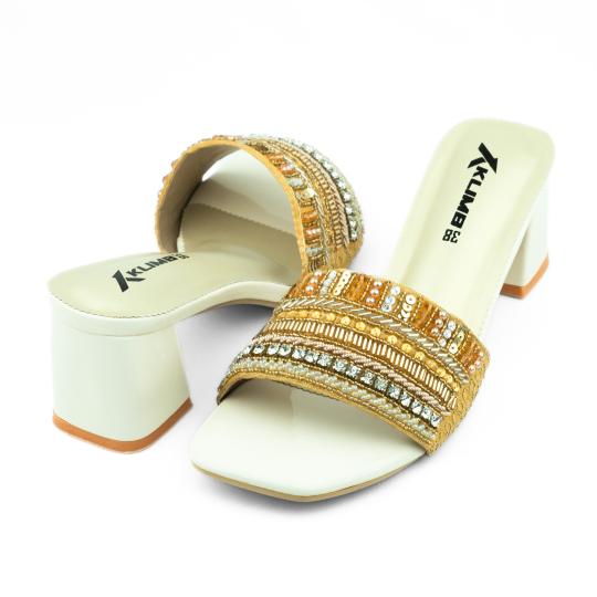 Julie Ladies Block Heel - Golden