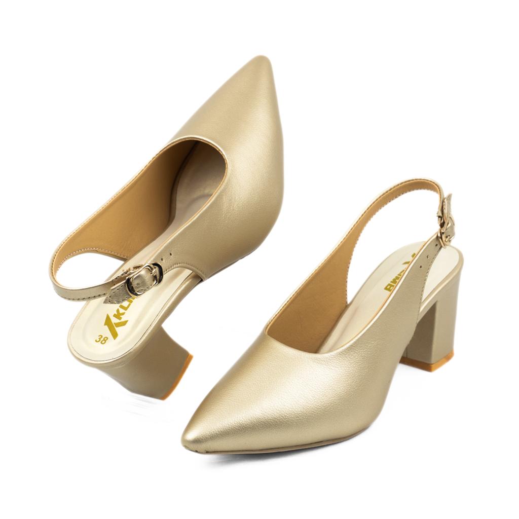 Hazzle Ladies Mule Block Heel - Golden