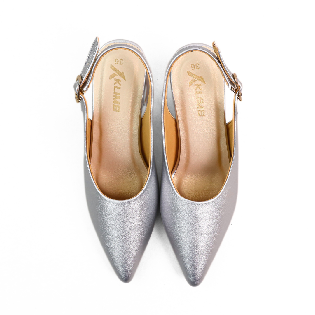 Hazzle Ladies Mule Block Heel - Silver