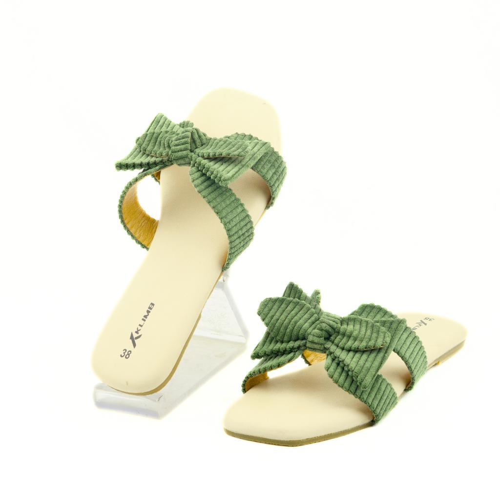 Lara Ladies Flat Sandal - Neon Green