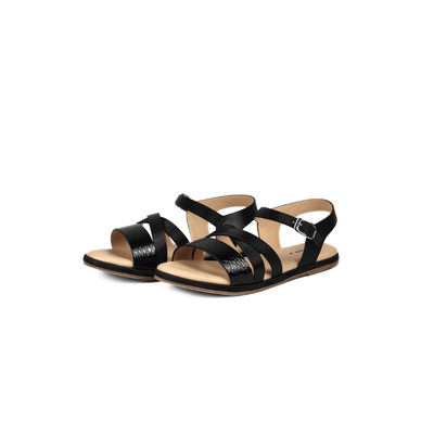 Bella Ladies Flat Belt Sandal - Black