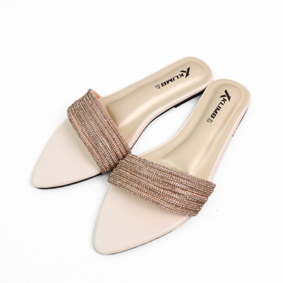 Elina Ladies Flat Sandal - Golden