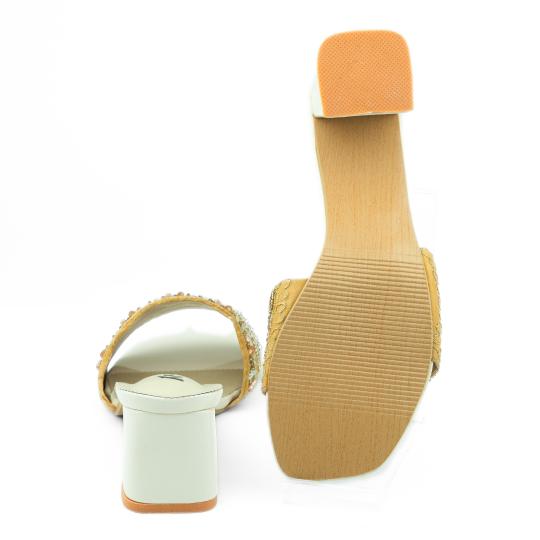 Julie Ladies Block Heel - Golden