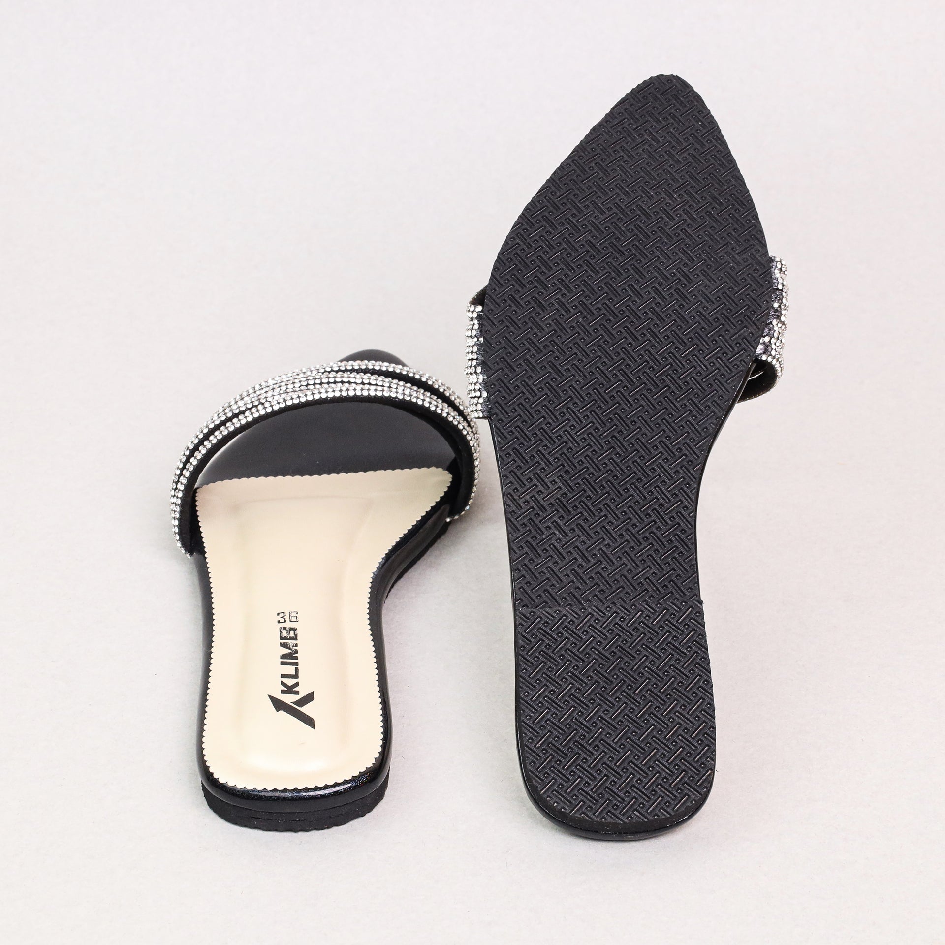 Elina Ladies Flat Sandal - Black