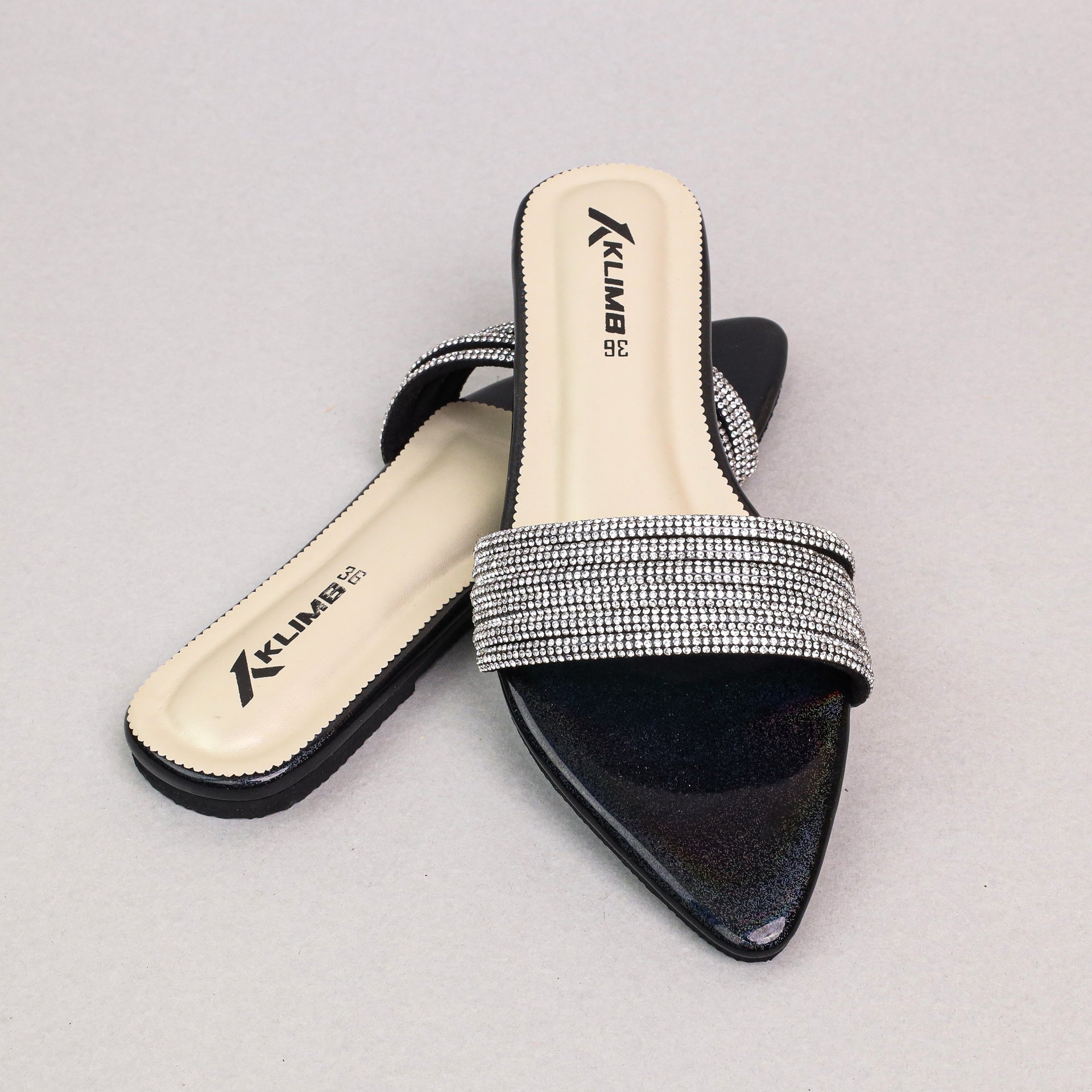 Elina Ladies Flat Sandal - Black