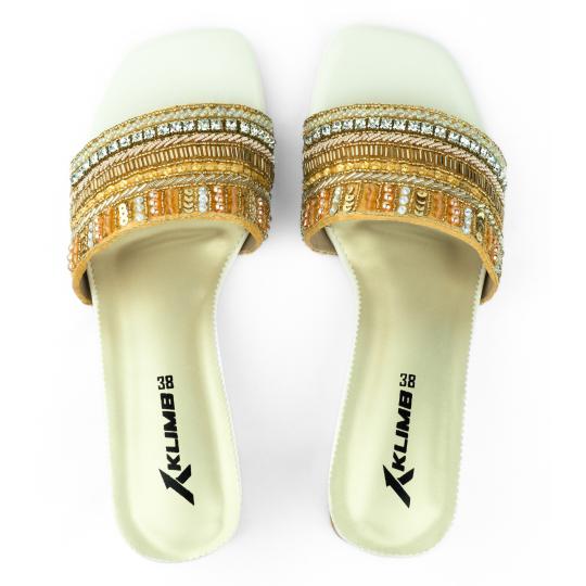 Julie Ladies Block Heel - Golden