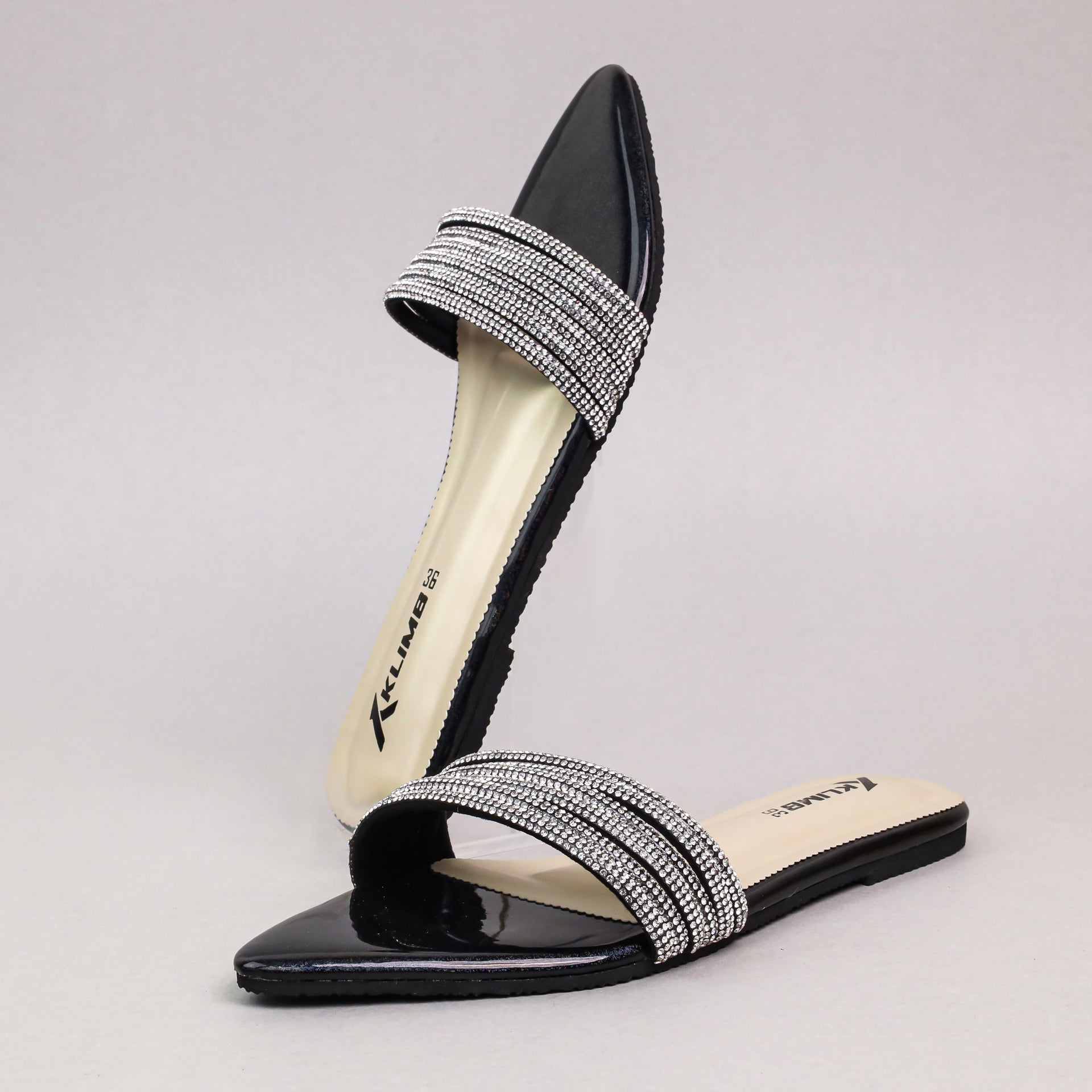 Elina Ladies Flat Sandal - Black