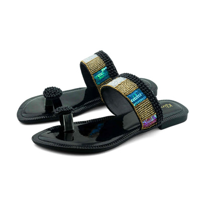 Ellen Ladies Flat Sandal - Black