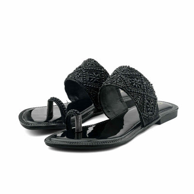 Zoe Ladies Flat Sandal - Black