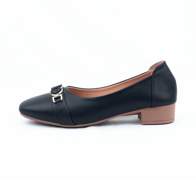 Ruth Pumpy Mid Heel - Black