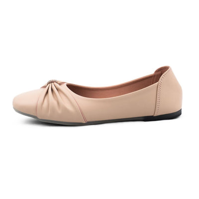 Ethel Pumpy Flat Shoe- Cream
