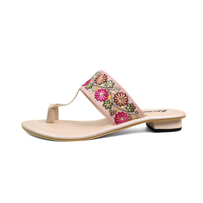 Flora Low Mid Heel Sandal