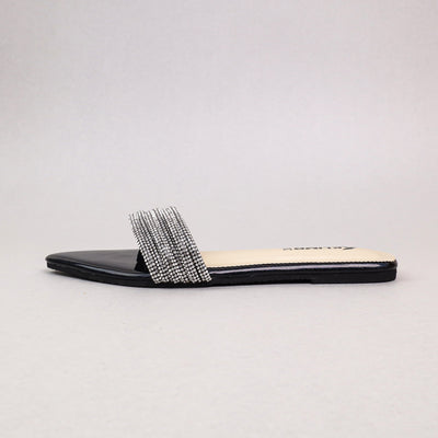 Elina Ladies Flat Sandal - Black