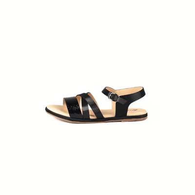 Bella Ladies Flat Belt Sandal - Black