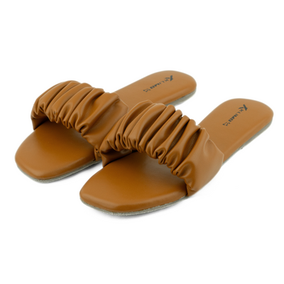 Lina Ladies Flat Sandal- Tan