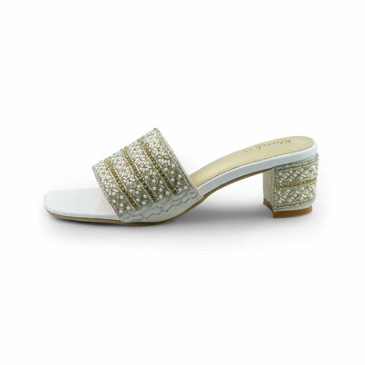 Novelty Ladies Block Heel - Cream