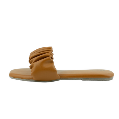 Lina Ladies Flat Sandal- Tan
