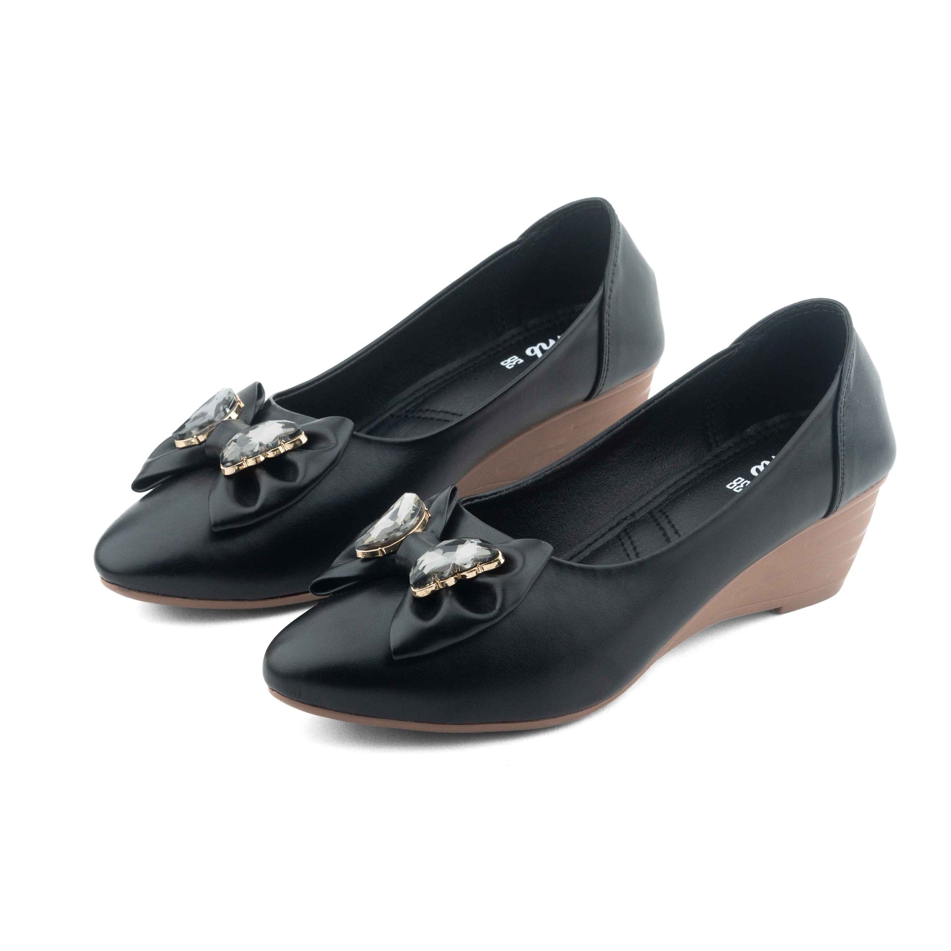 Gleam Pumpy Mid Heel- Black