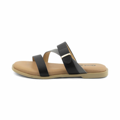 Velora Ladies Flat Sandal- Black