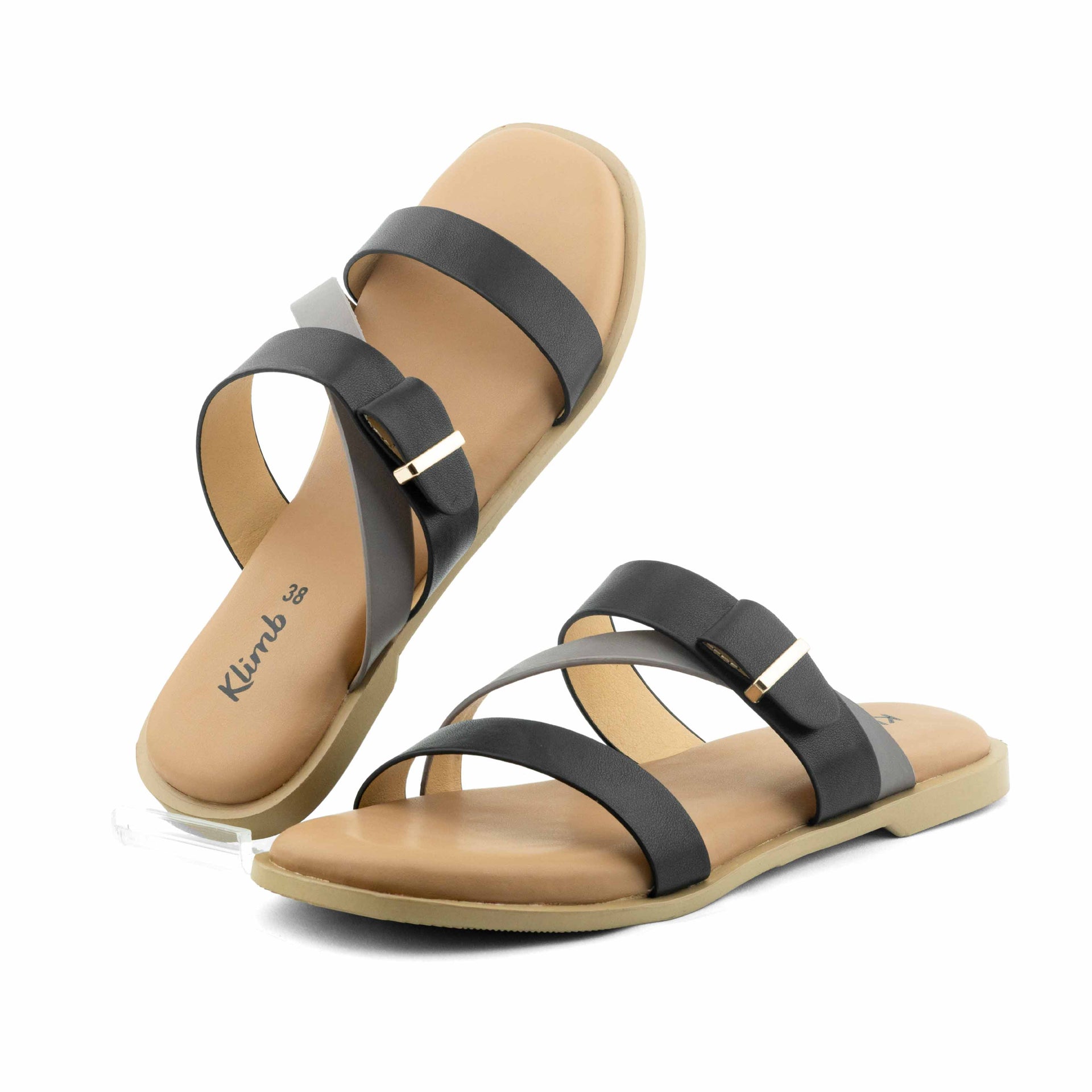 Velora Ladies Flat Sandal- Black