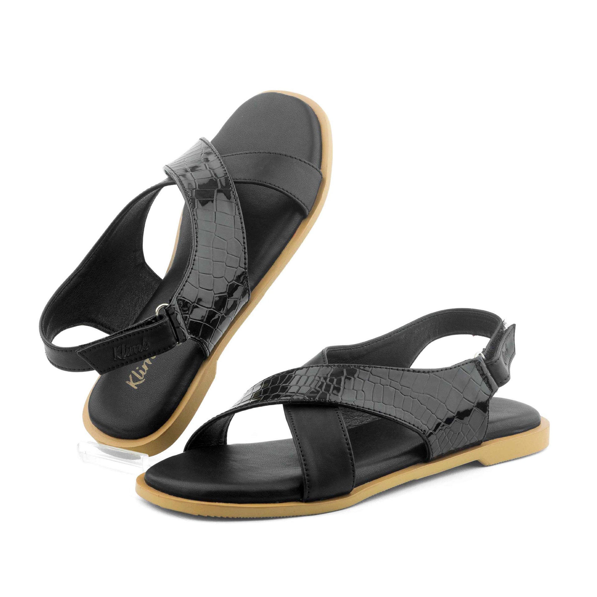 Viva Ladies Flat Sandal- Black