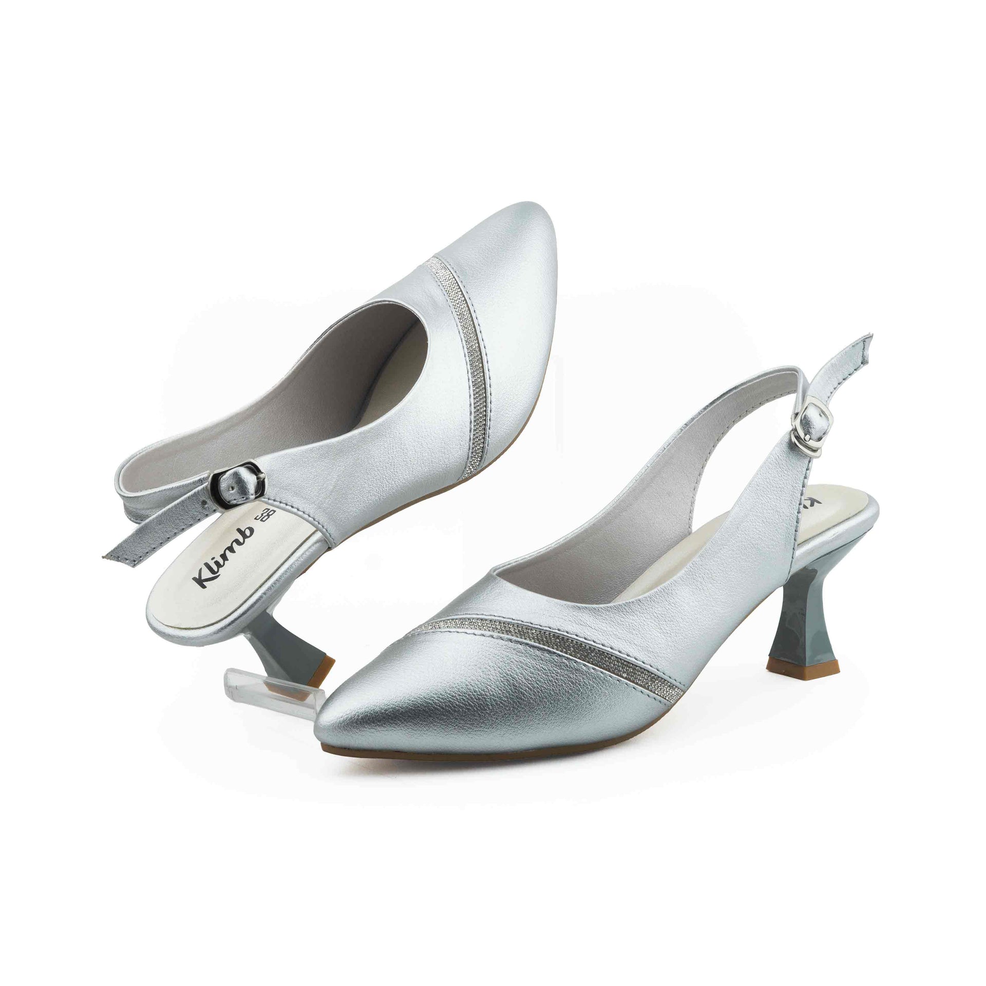 Yuki Ladies Mule Block Heel - Silver