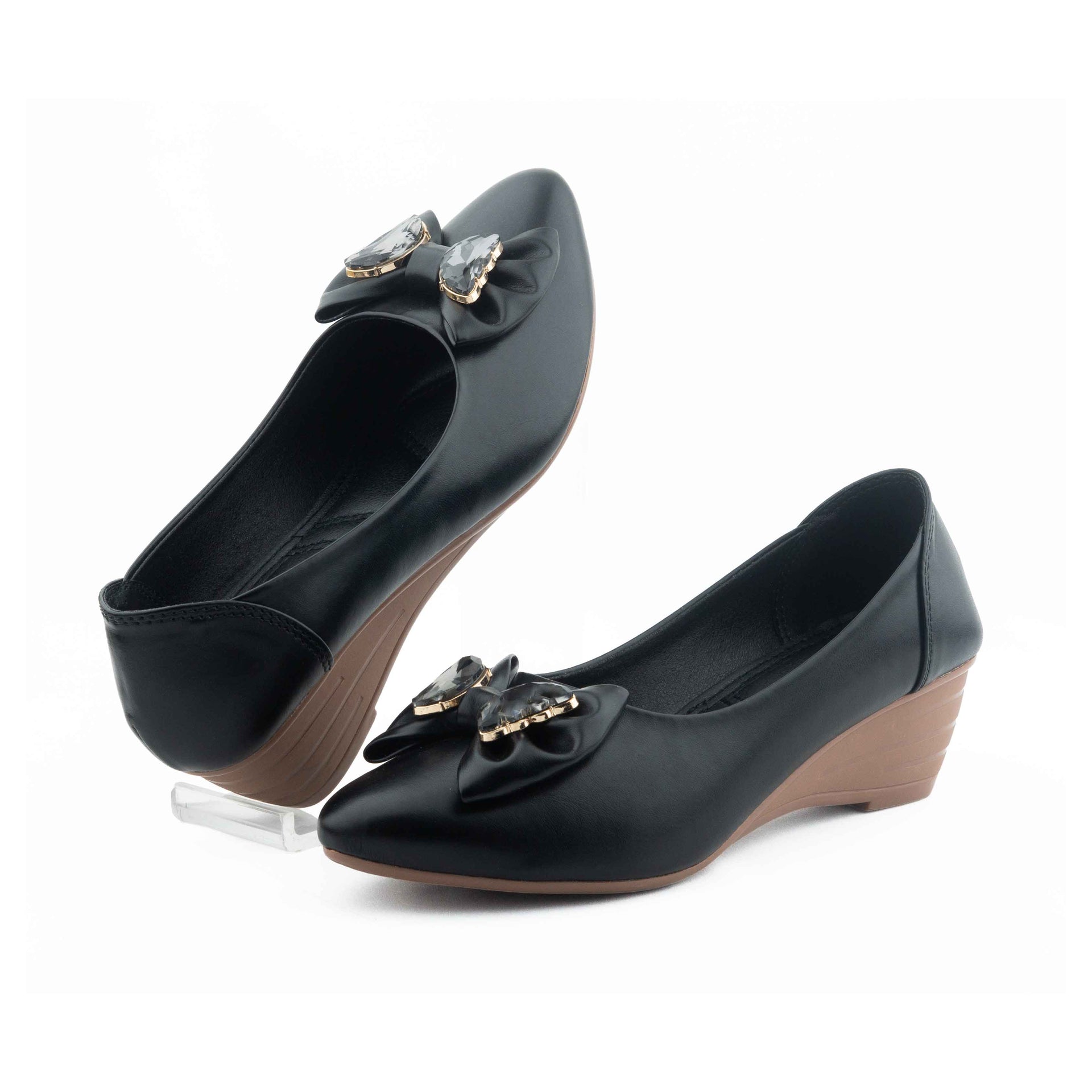 Gleam Pumpy Mid Heel- Black