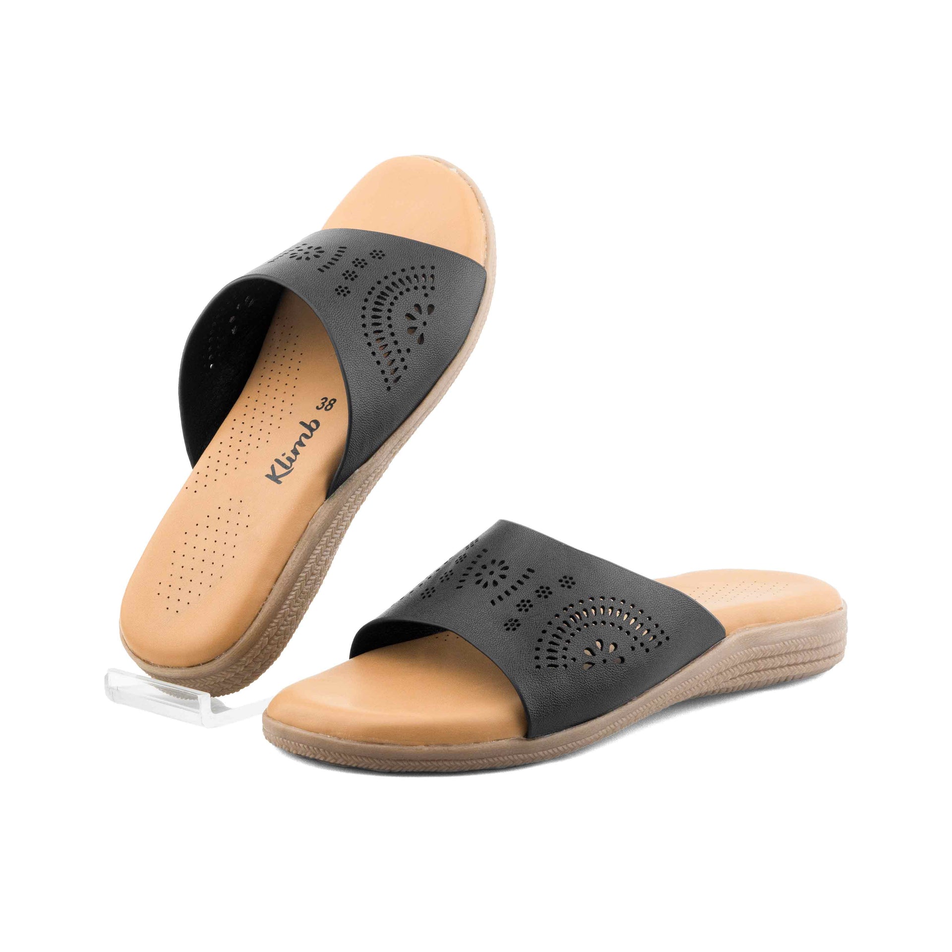 Femina Ladies Flat Sandal- Black