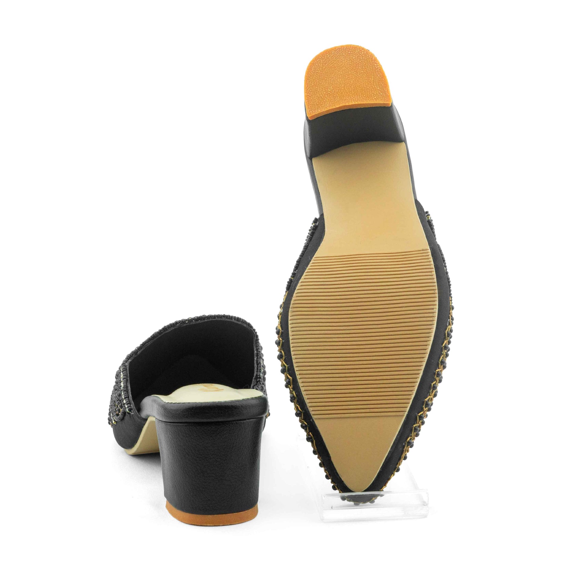 Vida Ladies Mule Block Heel- Black