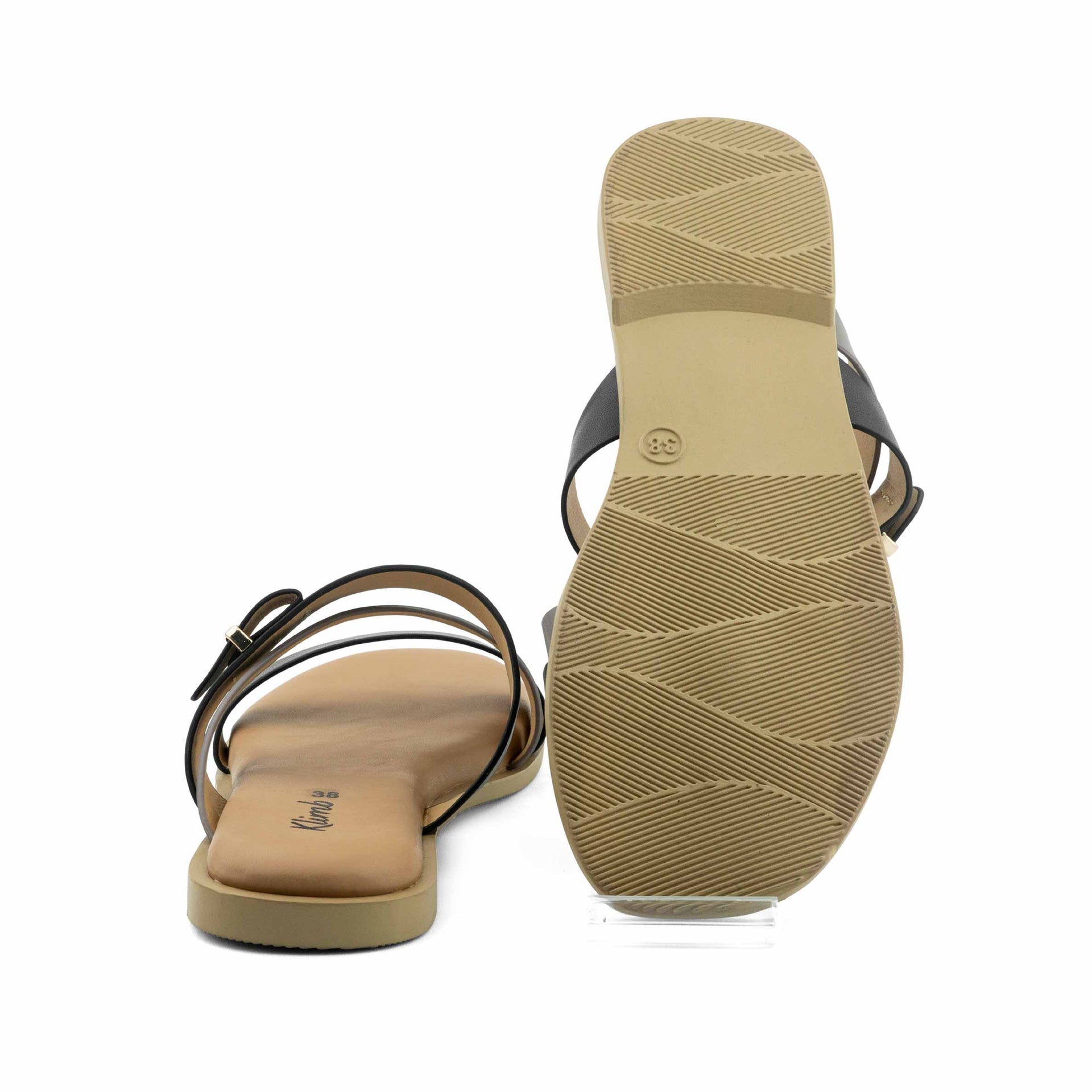 Velora Ladies Flat Sandal- Black