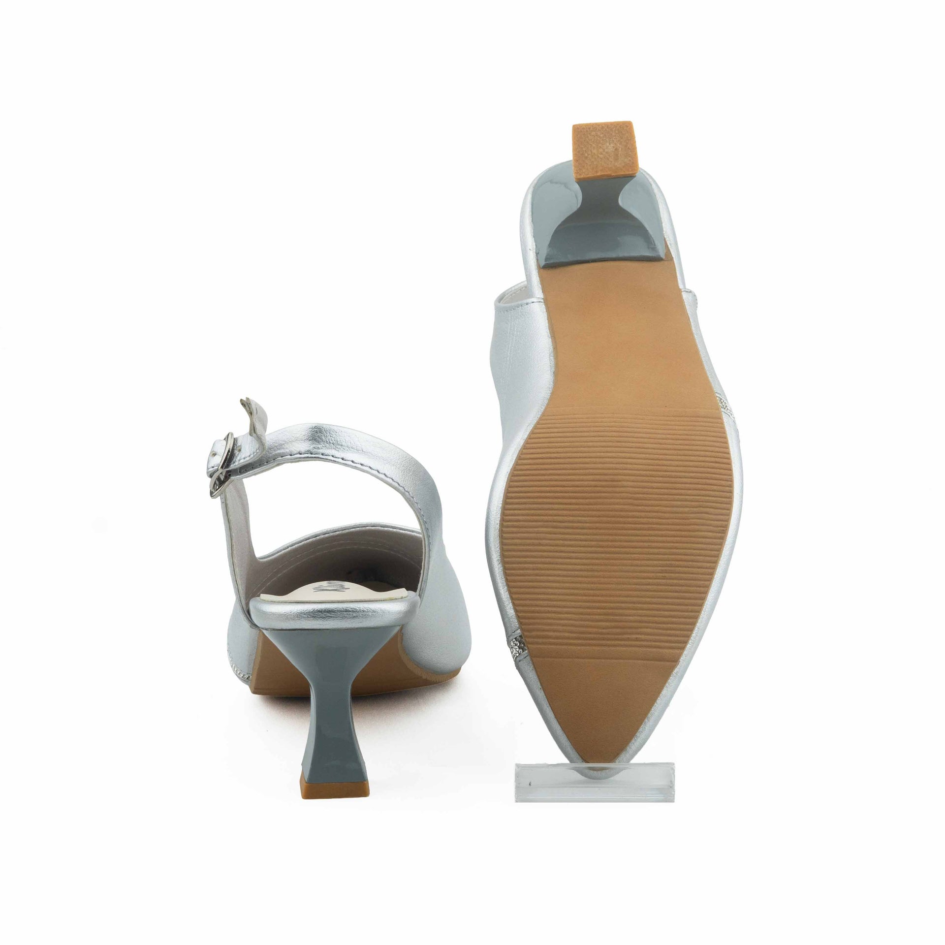 Yuki Ladies Mule Block Heel - Silver