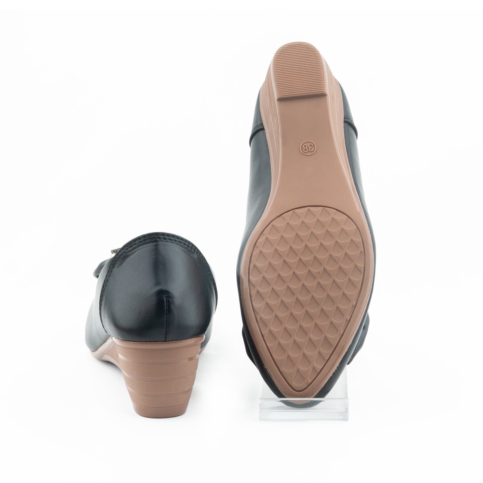 Gleam Pumpy Mid Heel- Black