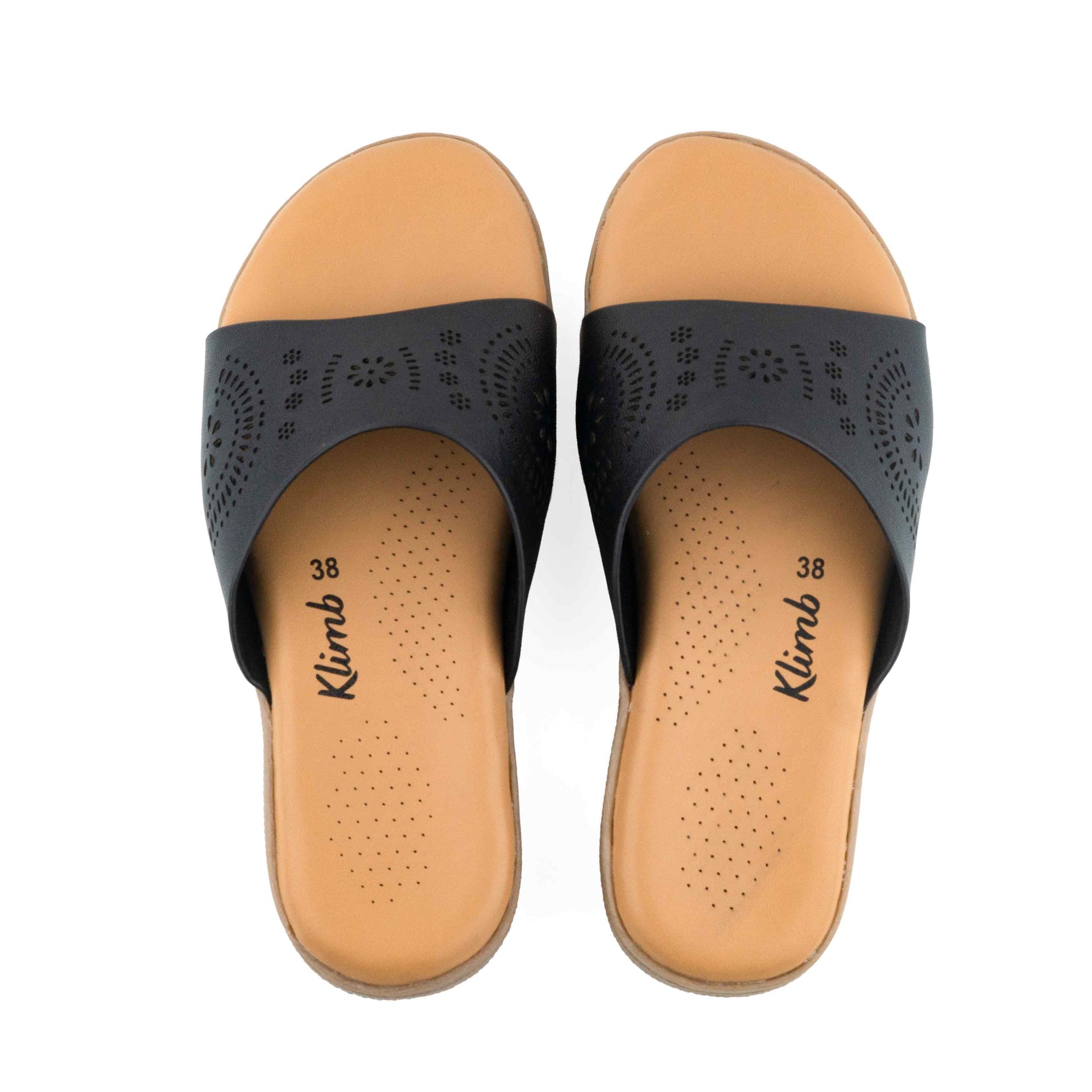 Femina Ladies Flat Sandal- Black