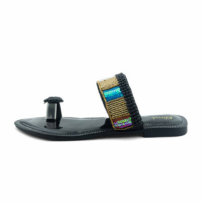 Ellen Ladies Flat Sandal - Black