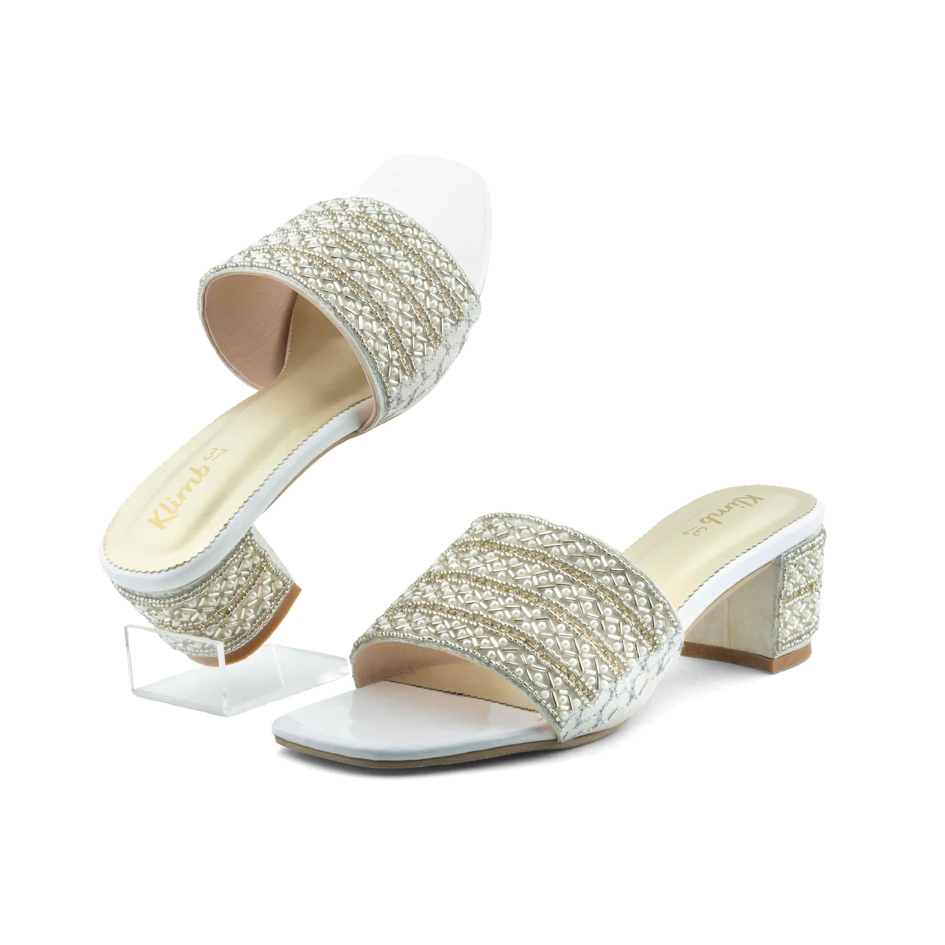 Novelty Ladies Block Heel - Cream