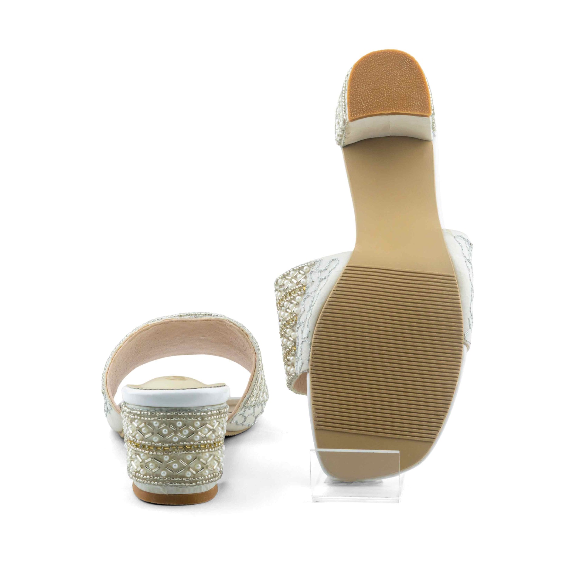 Novelty Ladies Block Heel - Cream