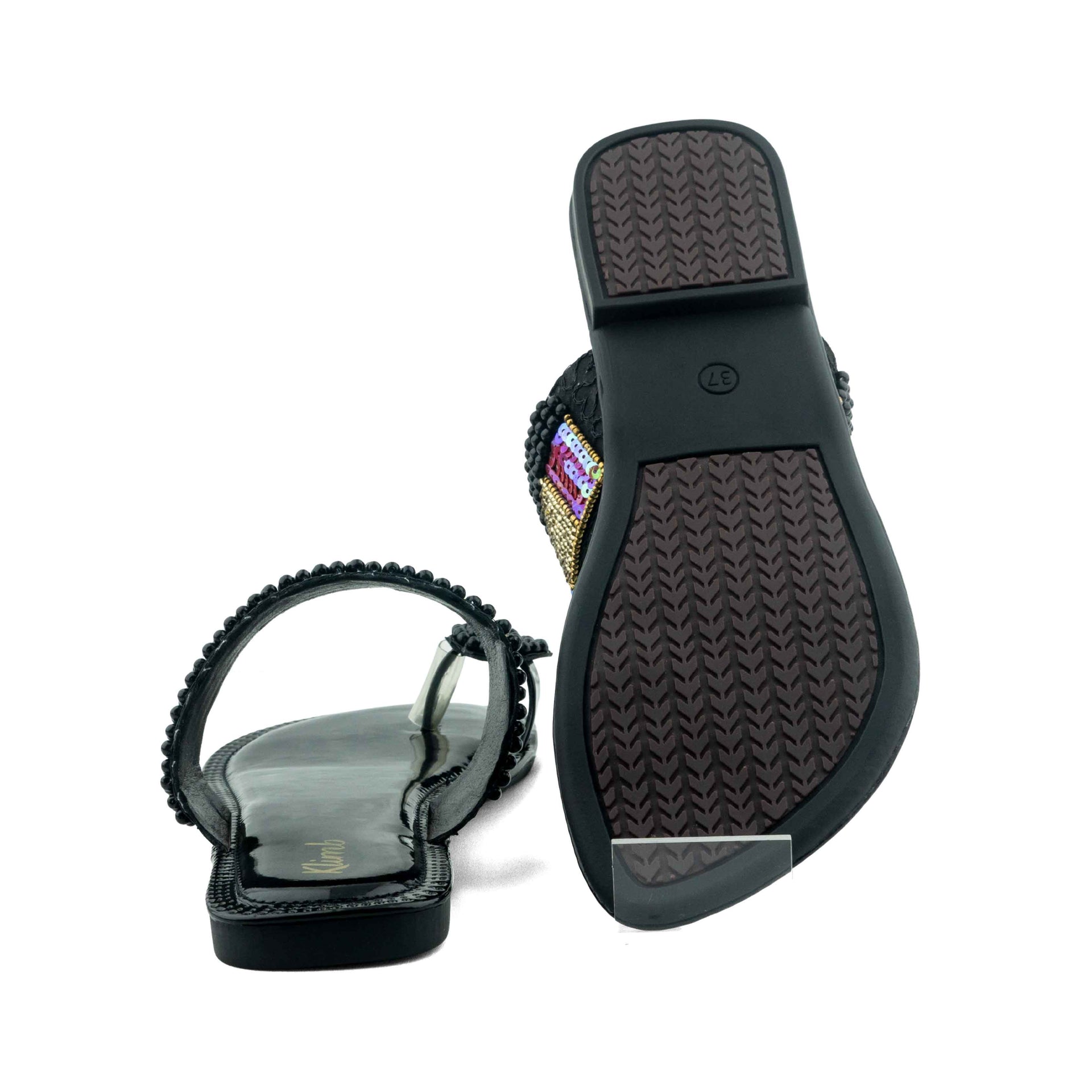 Ellen Ladies Flat Sandal - Black