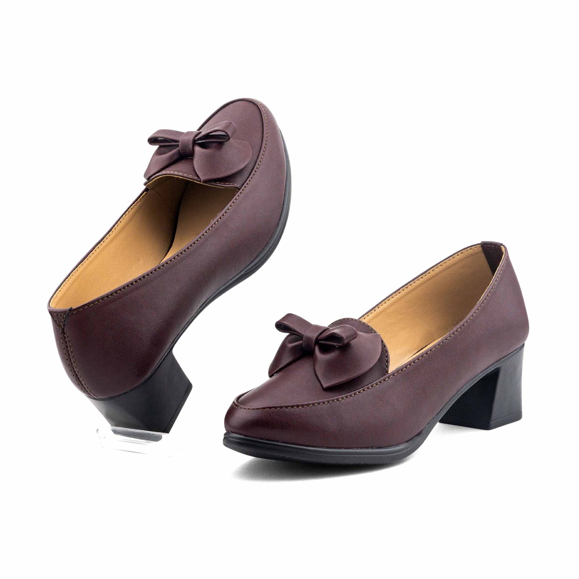 Hissers Pumpy Mid Heel- Chocolate