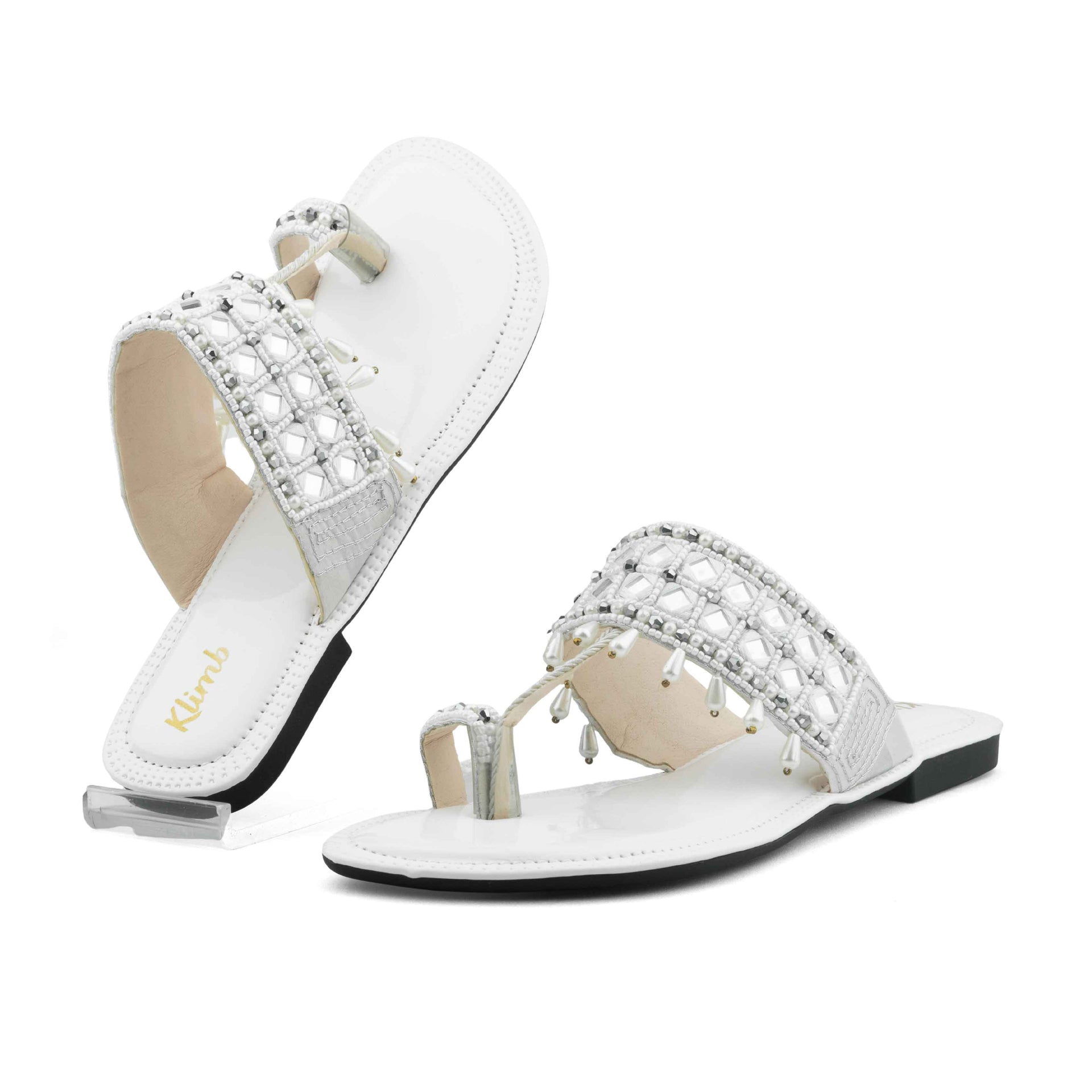 Nora Ladies Flat Sandal - White