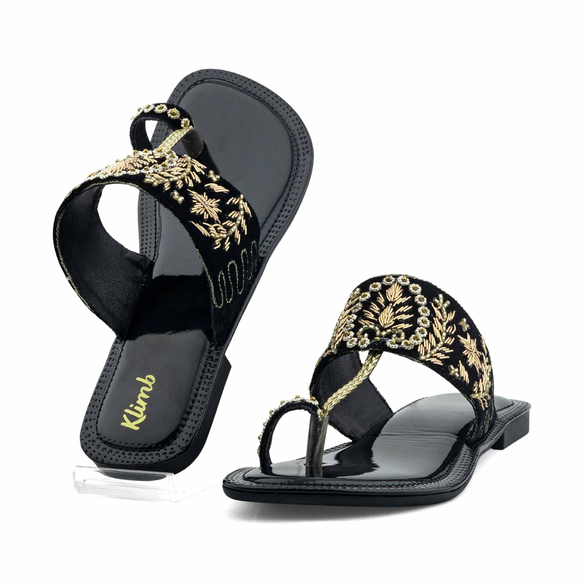 Wanda Ladies Flat Sandal- Black