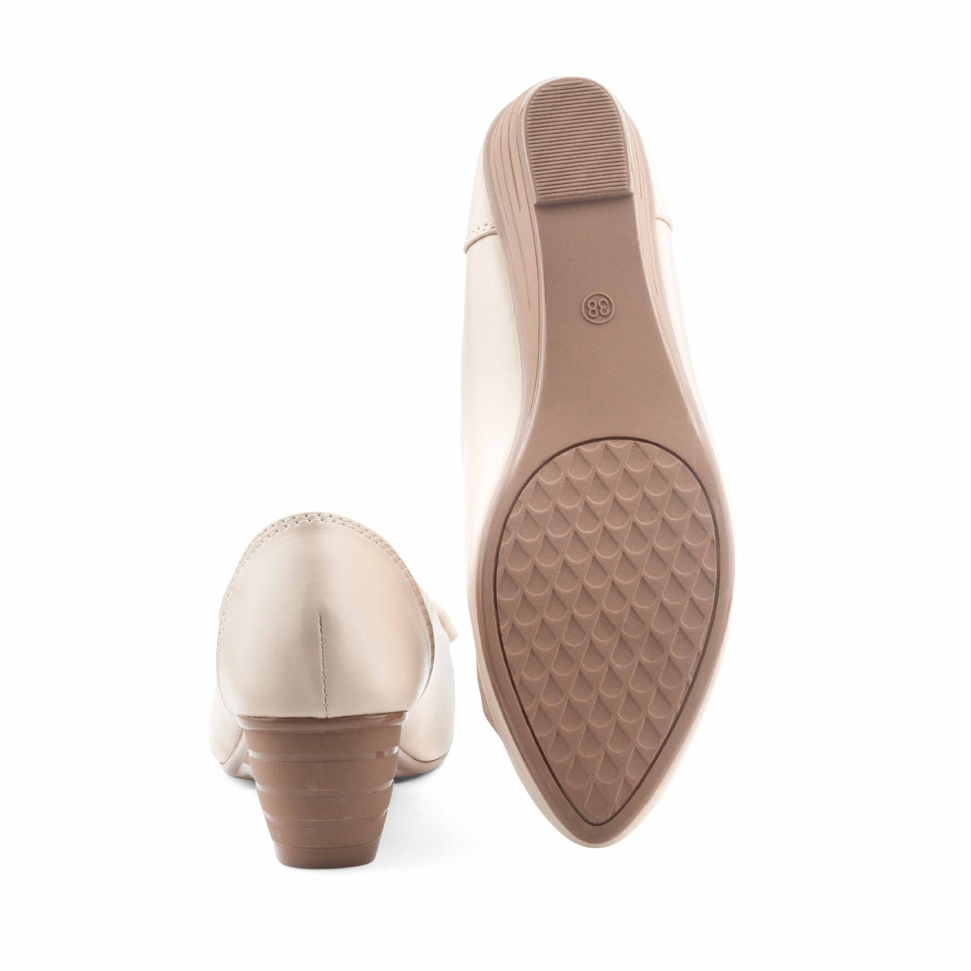 Gleam Pumpy Mid Heel- Beige