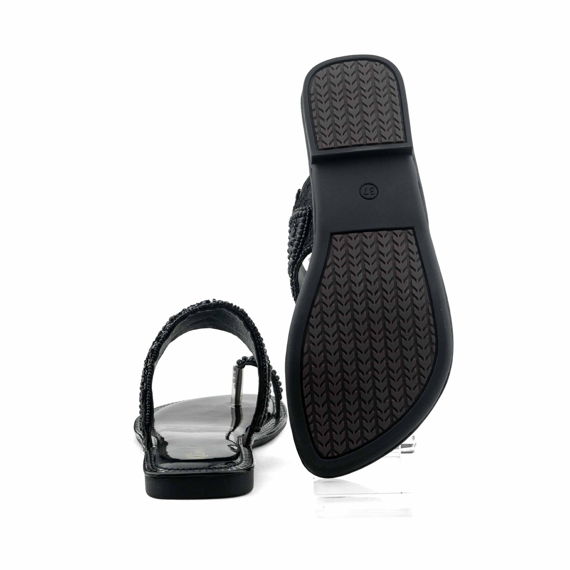 Zoe Ladies Flat Sandal - Black