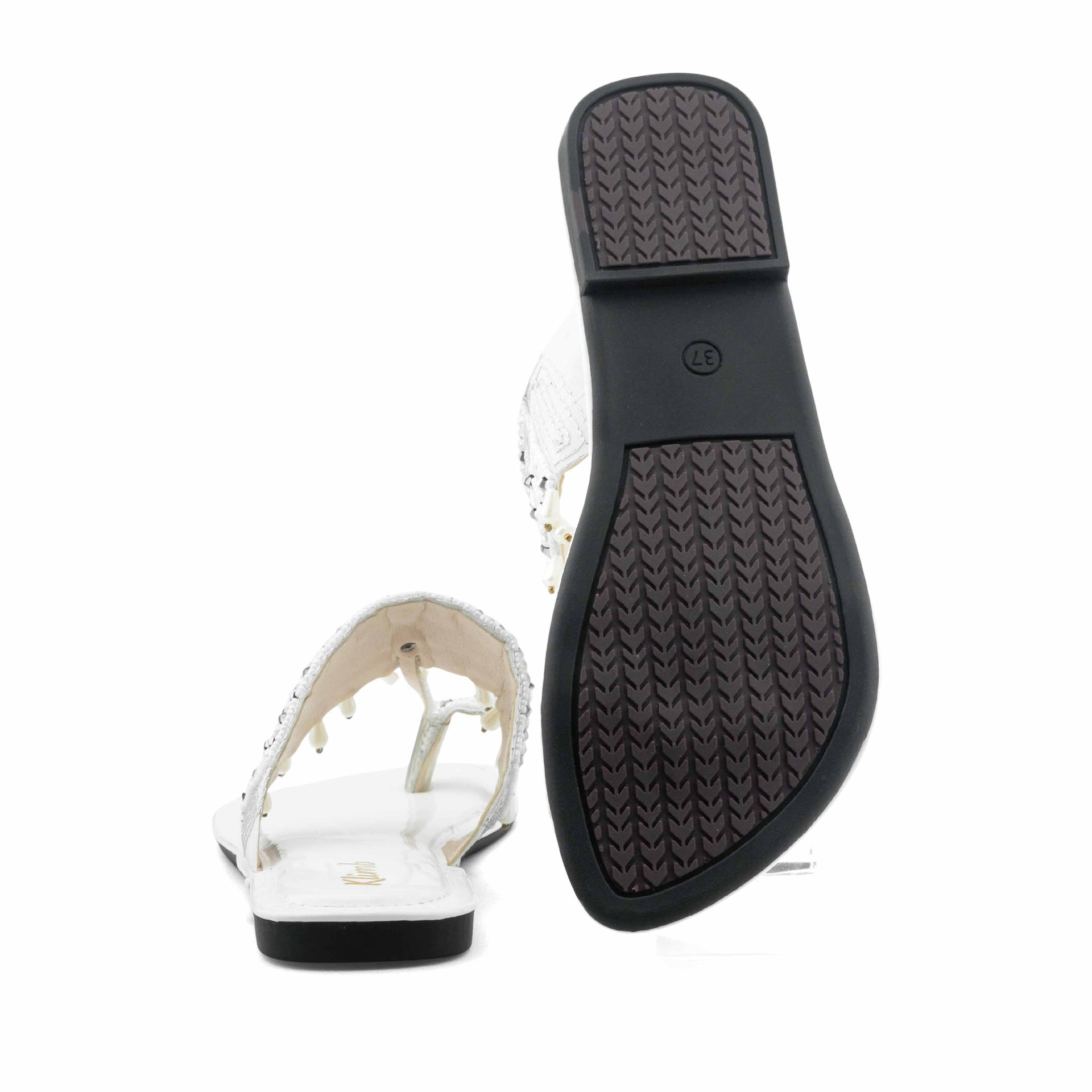 Nora Ladies Flat Sandal - White