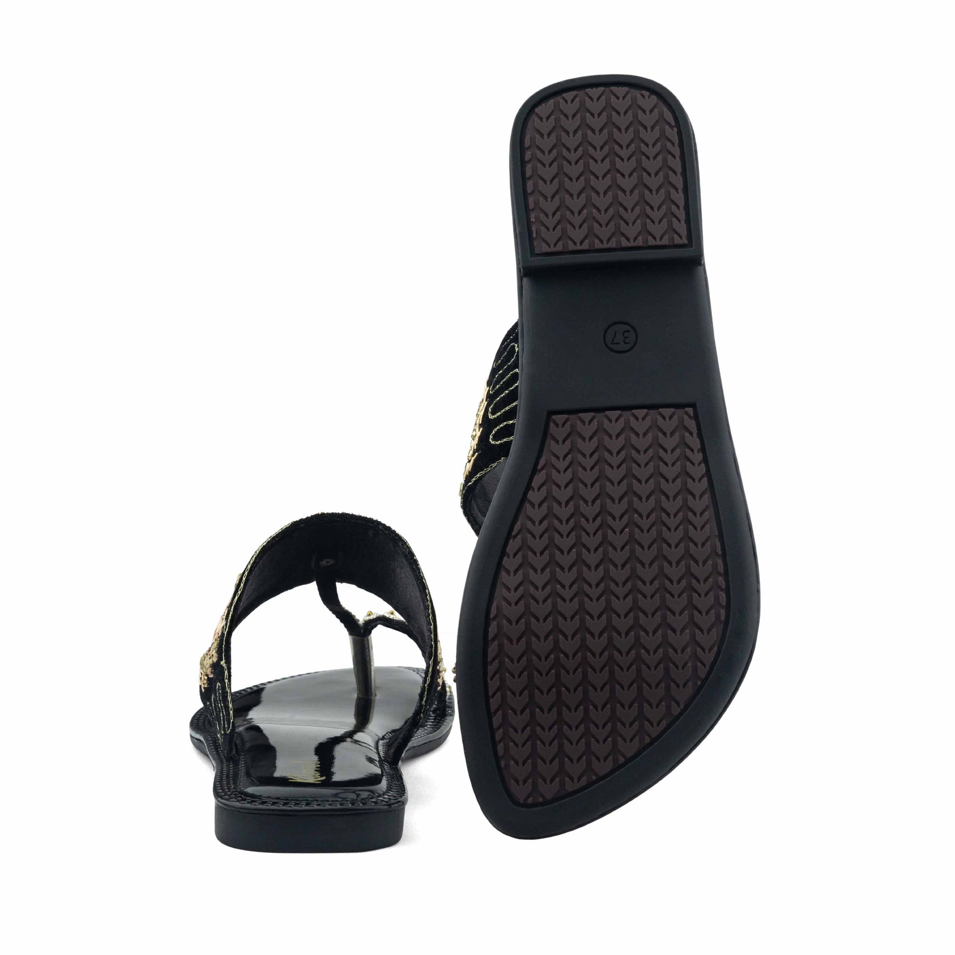 Wanda Ladies Flat Sandal- Black